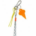 White nautical rope bag charm with yellow cord and orange ice cream pendant – product view