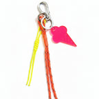 Orange and yellow nautical rope bag charm with pink ice cream pendant – product view