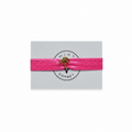 Pink elastic bracelet with gold palm tree charm on Mint Sorbet packaging card