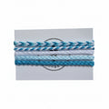 Blue, white and light blue hand-knotted cotton friendship bracelet set of 5 on Mint Sorbet packaging card