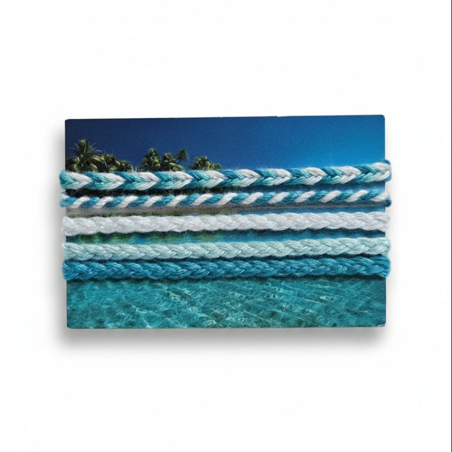 Blue, white and light blue hand-knotted cotton friendship bracelet set of 5