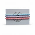Light blue, purple and pink hand-knotted cotton friendship bracelet set of 3 on Mint Sorbet packaging card