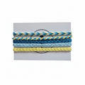 Blue, teal and yellow hand-knotted cotton friendship bracelet set of 5 on Mint Sorbet packaging card
