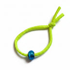 Neon yellow elastic bracelet with teal blue Murano glass bead – product view