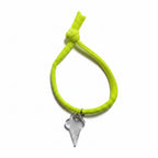 Neon yellow nylon elastic bracelet with transparent acrylic ice cream cone pendant – product view