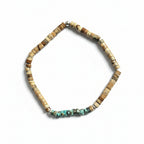 Brown jasper and turquoise amazonite beaded bracelet with silver accent bead – product view