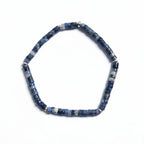 Blue sodalite beaded bracelet with silver accent beads – product view