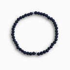 Black lava stone and black tourmaline beaded bracelet with silver accent beads – product view