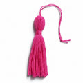 Hot pink cotton and nylon tassel charm – product view