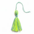 Neon yellow and mint green cotton and nylon tassel charm – product view